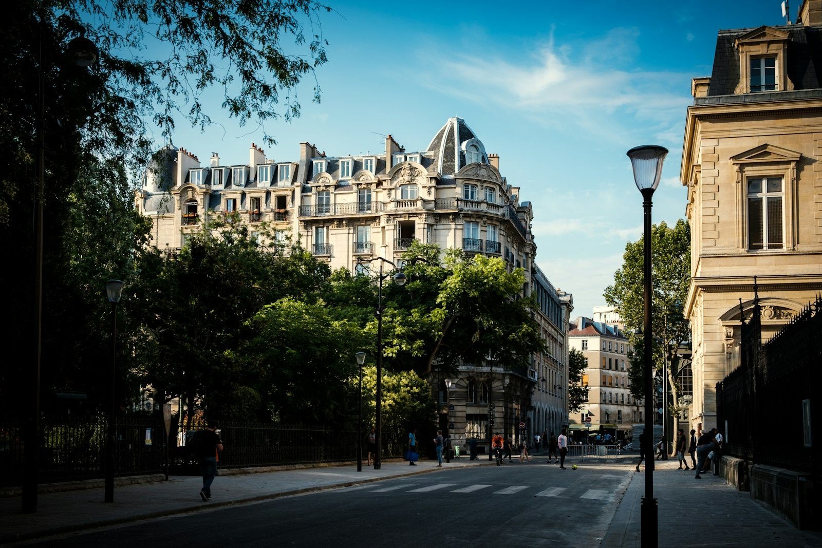 A Haussmann street in Paris beneath open sky