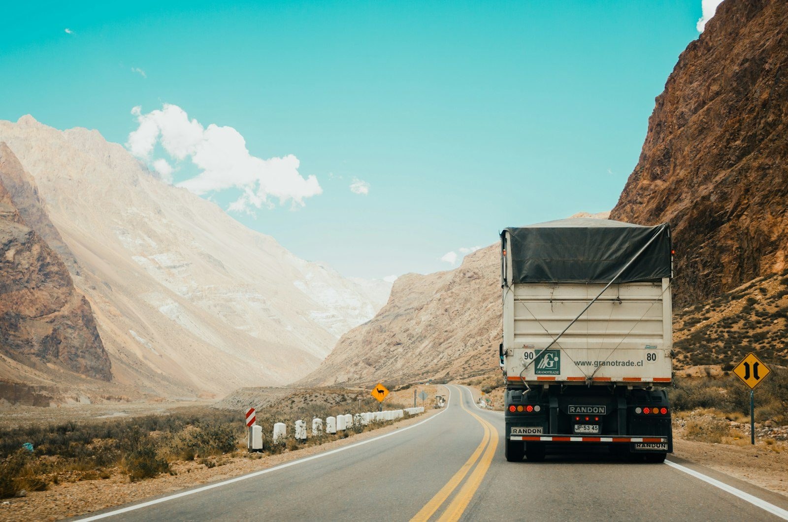 A freight truck on a long inland route